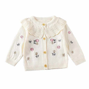 Casual Knitted Sweater with Cardigan Embroidered-سترة محبوكة كاجوال