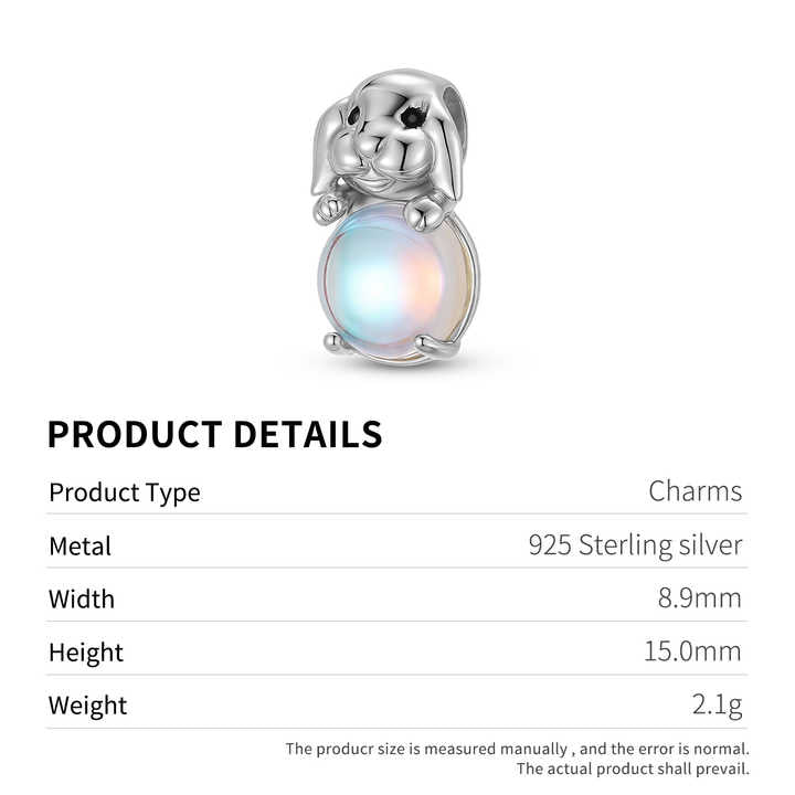 Rabbit Charm Authentic 925 Sterling Silver -سحر أرنب قصير الأذن