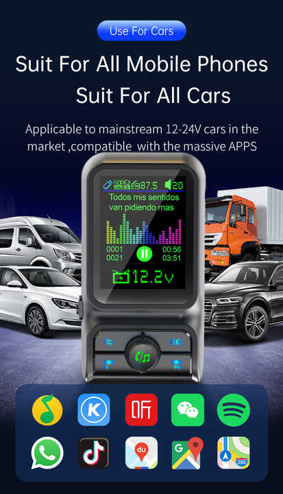 Factory Bluetooth Car Charger PD3.0 QC3.0 EQ Audio FM 