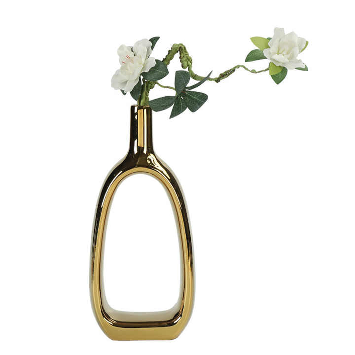 Nordic ceramic vase for home decoration ornaments golden silver white ceramic art vases. 