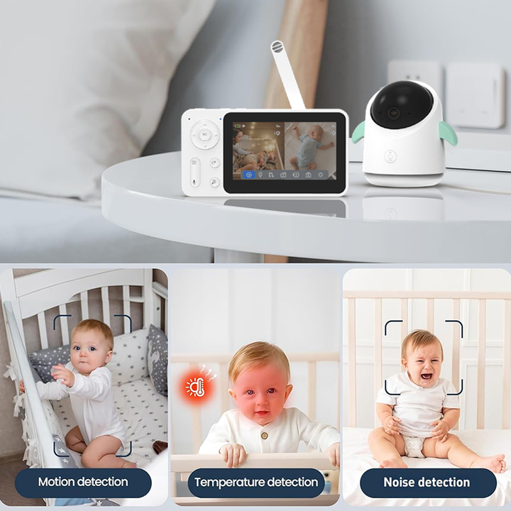 Wireless WiFi Baby Monitor with Two-Way Audio, Night Vision, Built-in Cry Feeding Reminder, Convenient and Powerful GHz 