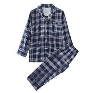 Men's Plus Size Autumn Pajama Set with Collar 