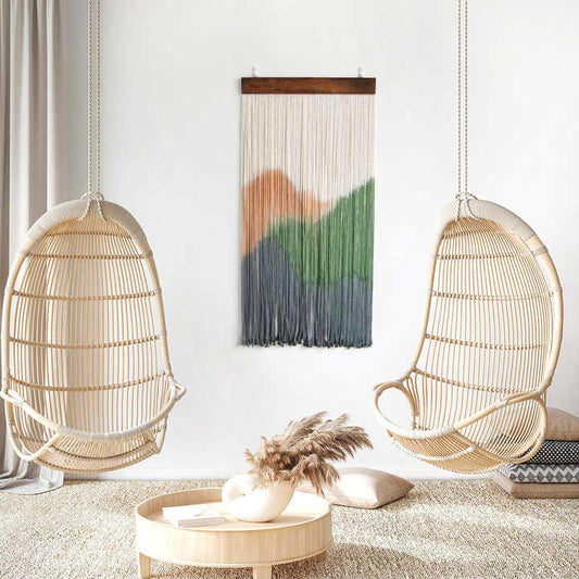 غزول بوهيمية كبيرة ربطة صبغ بمكرمية الجدار . Bohemian Yarn Large Tie Dye Macrame Wall Hanging for