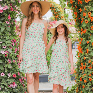 Mommy and Me Floral Print Matching Dress 