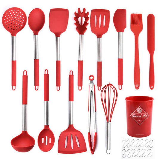 طقم أدوات طهي صغيرة من السيليكون - Silicone Mini Cookware Set with Metal Kitchen