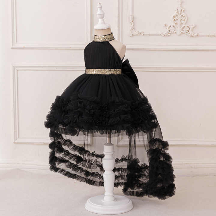 Girl Fluffy Dress Flower Baby -فستان ليجانت رقيق للفتيات