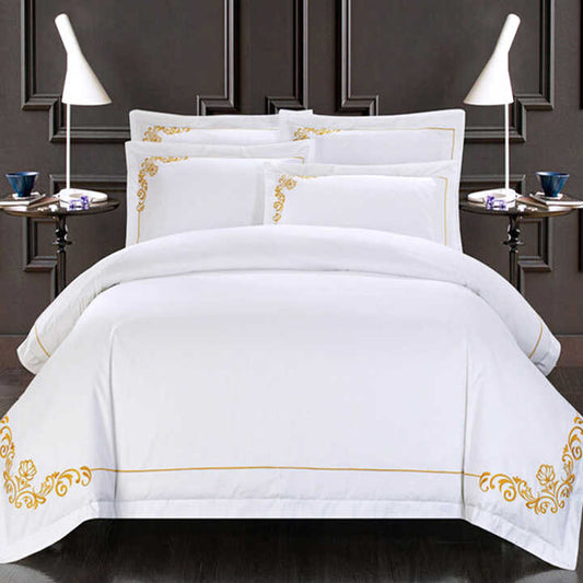 Wholesale luxury 5 star hotel embroidered bed linen in duvet cover sets 