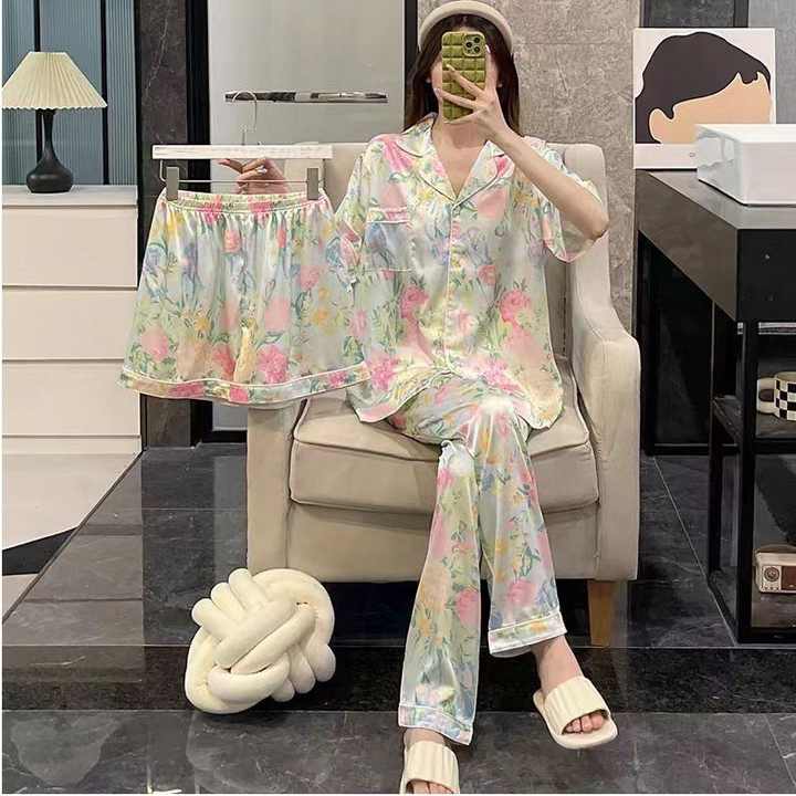 Women's Summer Short-Sleeved Pants Three-Piece Suit 