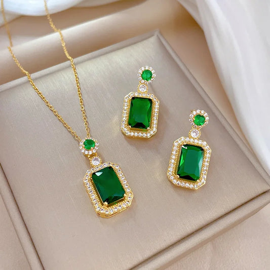 Plated necklace and earrings 