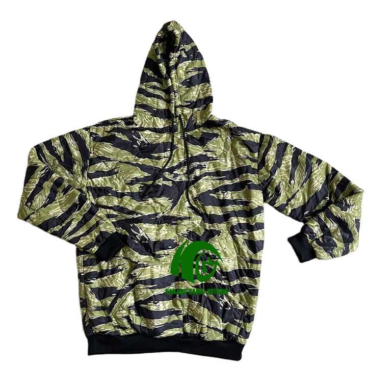 Kango Hot Sale USMC Woobie Hoodieسترة Kango USMC Woobie هودي تكتيكية مموهة بسحاب من Woobie بخطوط النمر للأنشطة الخارجية