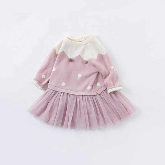 Children's Clothes Kids Knitted Dress Mesh Dress- فستان دافبيلا الخريفي للبنات