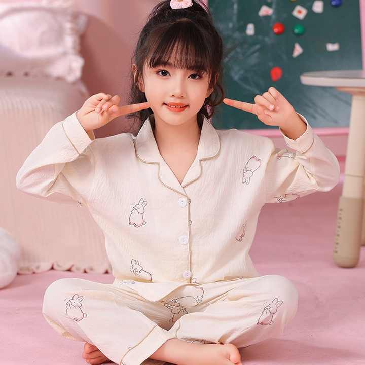 Kuromi Girls' Pajama Set Kawaii Cartoon Print Soft Comfortable Homewear Set Stylish Solid Nightwear for Autumn and Winter 