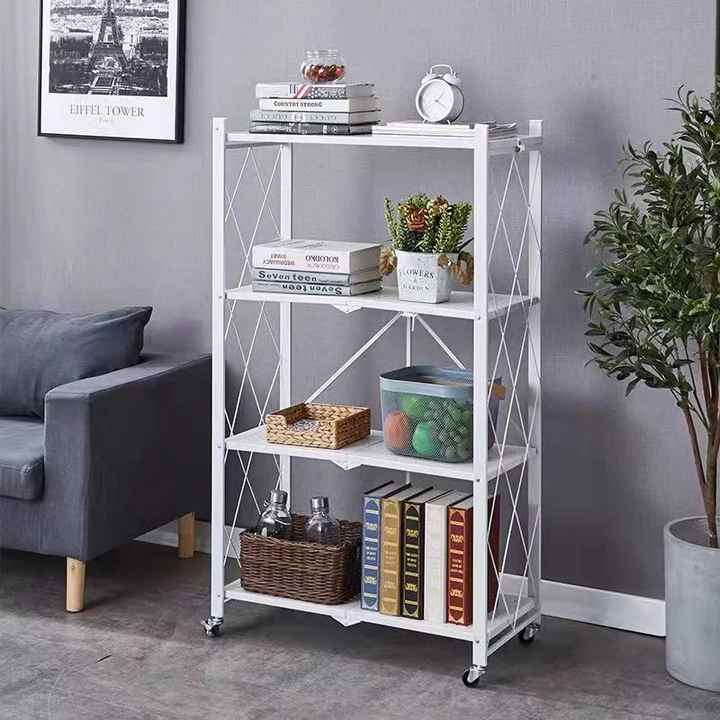 Multi-level foldable metal shelves and racks for home storage foldable shelves and racks 