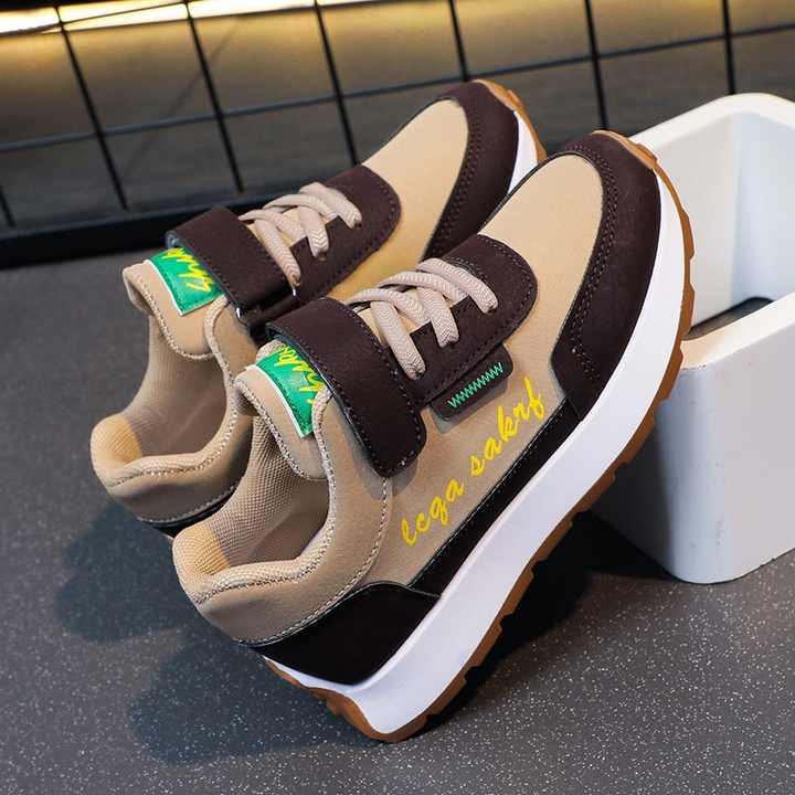 White Spring Autumn Leather Flat Sneakers Velcro 