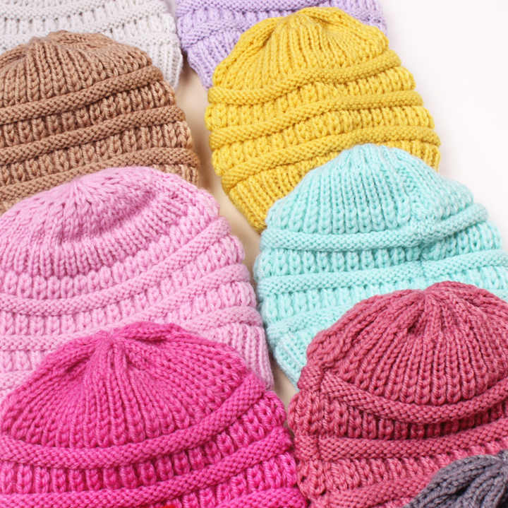 Kids Beanie Hats with Custom Logo Leather Patch 
