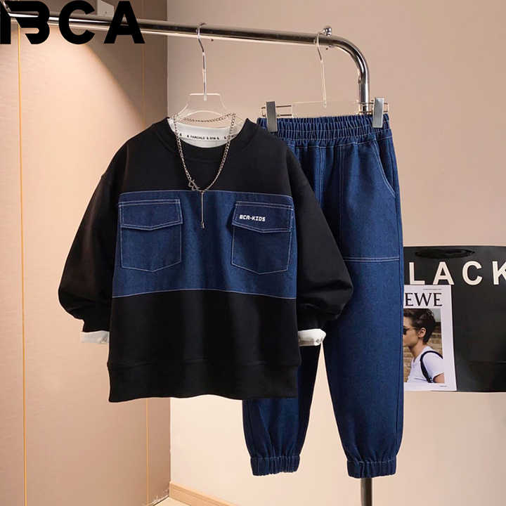 Boys' Long Sleeve Denim Blouse with Print 