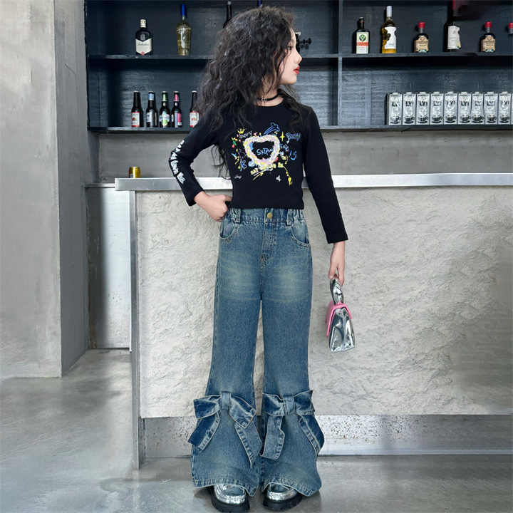Girls Spring and Fall New Fashionable Casual Jeans 