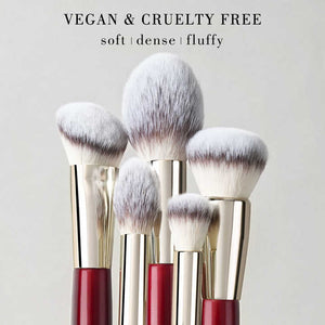 Luxury makeup brushes with red wooden handle 