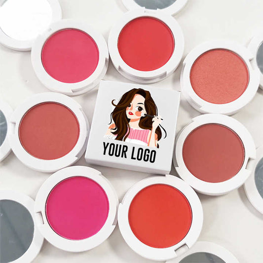 Wholesale Low MOQ Custom Blush Vegan Cruelty Free Pressed Private Label Blush Pink Cheek Makeupبيع بالجملة أحمر خدود منخفض موك مخصص أحمر خدود نباتي خالي من القسوة مضغوط العلامة الخاصة أحمر خدود وردي الخد ماكياج