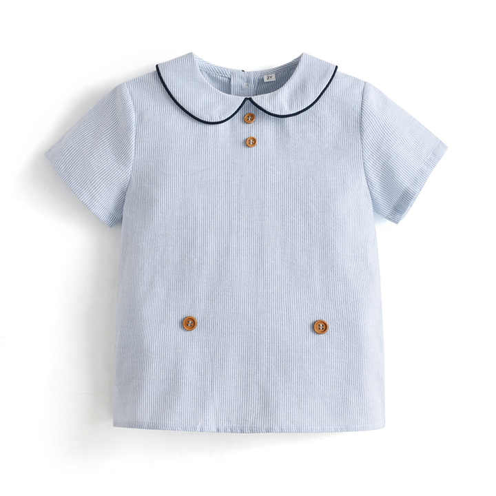 Baby Boy Clothes Children Clothing Outfitsمجموعة ملابس أطفال جديدة، قميص مخطط -