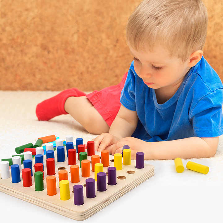 Montessori Sensory Toys for Children Cylinder Ladder Educational Wooden Toys for Kids 