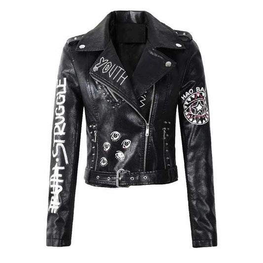 High quality women's leather jacket 