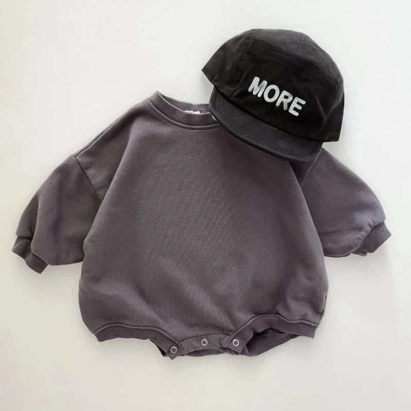 سويت شيرت رومبير طفل صغير بأكمام طويلة  -  Baby Girl Boy Sweatshirt Romper Toddler