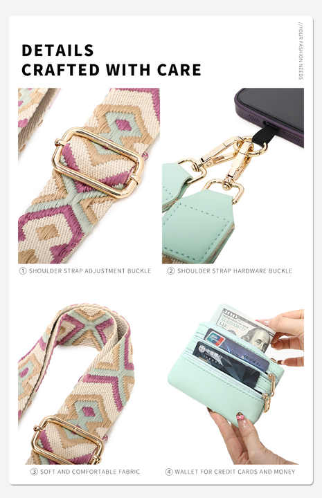 Detachable Cross Phone Lanyard with Zipper Strap, 