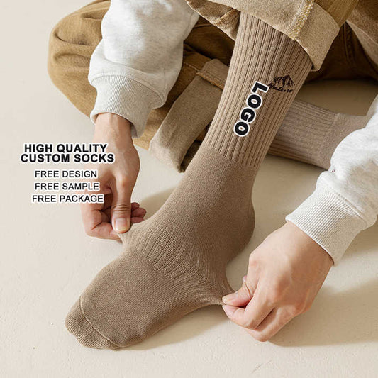 Cotton Women Men Custom Logo Design Socksجوارب رياضية عالية الجودة قابلة للتنفس وضغط