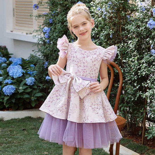Children's Clothing Ball Gown for Kids-فستان أميرة صيفي بنفسجي