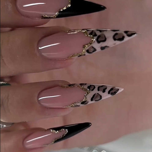 French Leopard Nail Art 