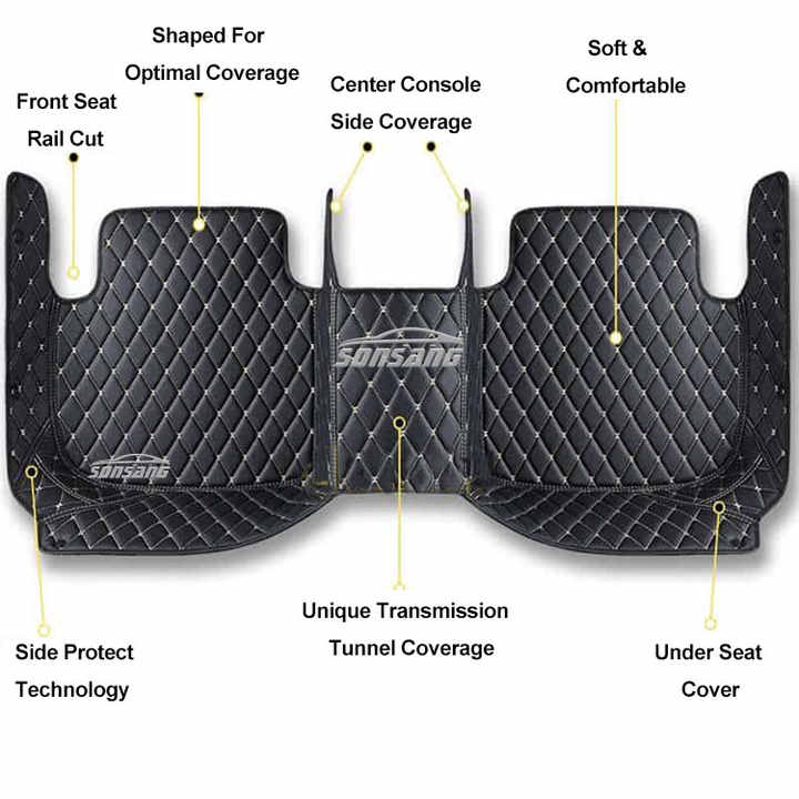 طقم سجادة كامل SONSANG لأرضية السيارة BMW X6 E71 + إكسسوارات سيارة جلدية مقاومة للماء SONSANG Full Set Car Floor Mats for BMW X6 E71 + Waterproof Leather Car Accessories