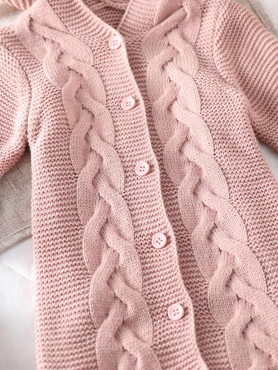 Sweet Baby Girl Pink Rabbit Ear Hooded-جمبسوت بغطاء رأس