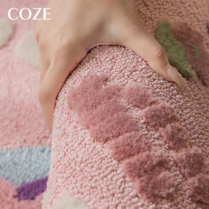 Handmade thick square rugs for princess kids rooms, reading area rugs. 