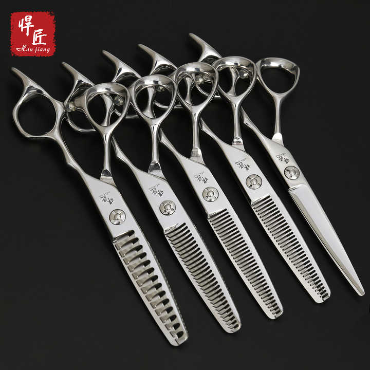 Japanese 440C Steel Professional Hair Cutting Scissors. مقص قص شعر احترافي من الفولاذ الياباني 440C، طقم تخفيف