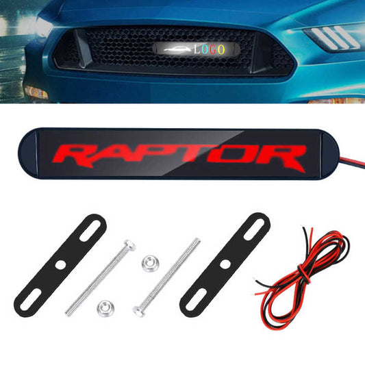 Car Motorcycle Daytime Running Lights LED Front Logo Grille Signal Badge Light Medium Grille Emblem for Ford Raptor F150 
