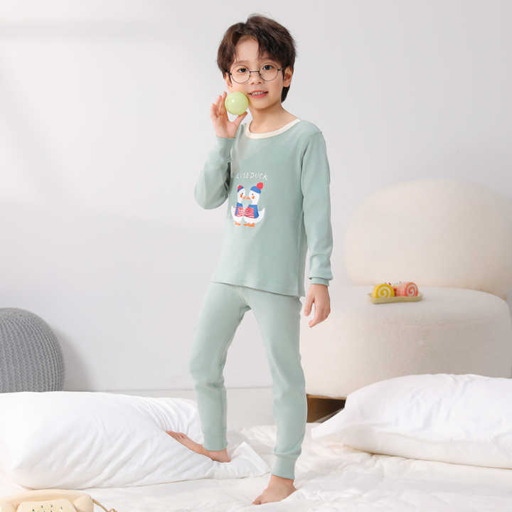 Wholesale Spring Summer Soft Casual Printed Pattern Cotton Boys Pajama Set 