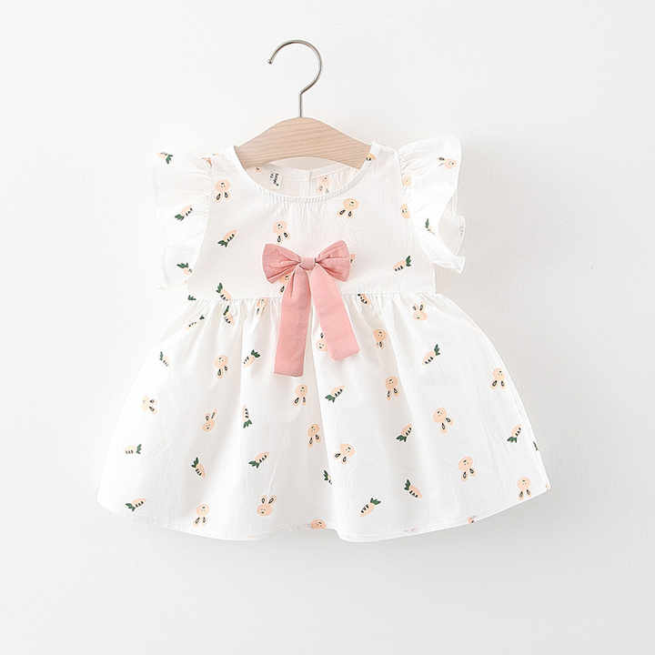 Girls Dresses Summer Cotton Short Sleeves 