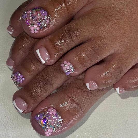 French Style Manicure Fake Nails 