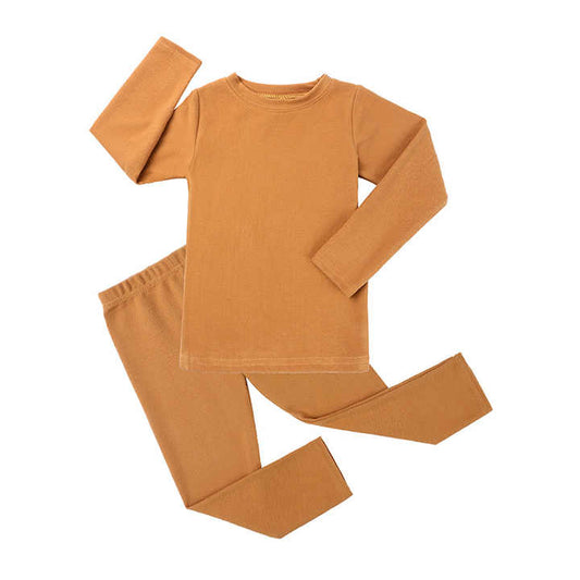 مجموعة أطفال مخصصة سادة بلون الحلوى بيجامات أطفال قطنية ملابس نوم للأولاد والبنات لفصل الربيعCustom Children's Set Solid Candy Color Kids Pajamas Cotton Sleepwear for Boys and Girls Spring