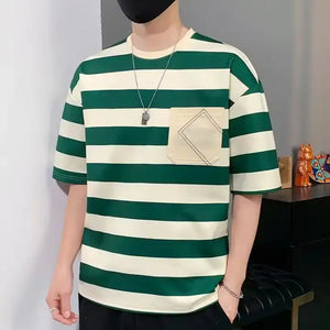 Men's Short Sleeve Striped Summer T-Shirt. 