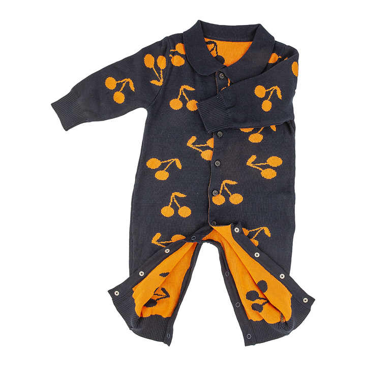 Cotton Jacquard Knitted Romper Jumpsuit 