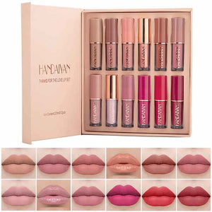 12PCS Matte Liquid Lipstick Set Multi Colors LipGloss  -  مجموعة أحمر شفاه سائل غير لامع مكونة من 12 قطعة،