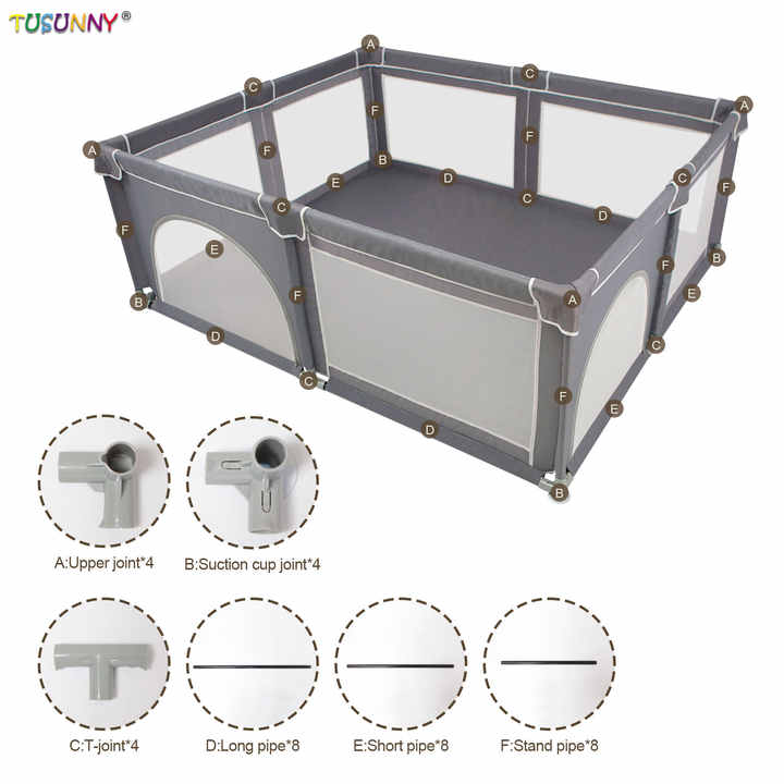 Large Fabric European Standard Square Children's Playpen Fence 