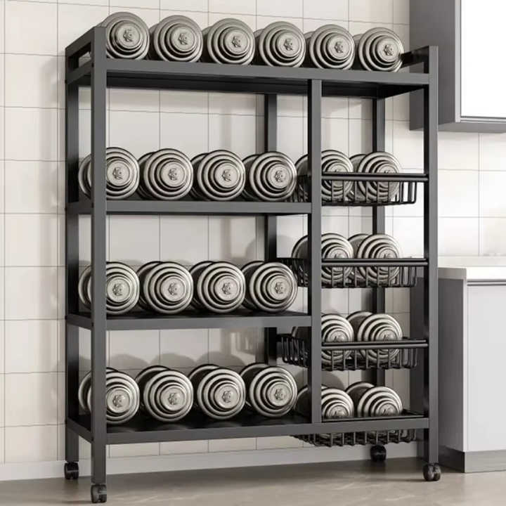 Multifunctional Kitchen Vegetable Storage Racks Movable Rolling Trolley Microwave Oven Fruit Cart 