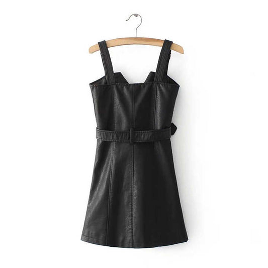 فستان جلد نباتي ,vegan leather dress