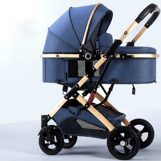 High-view baby stroller can sit and lie down, portable, foldable, two-way shock-absorbing baby stroller 