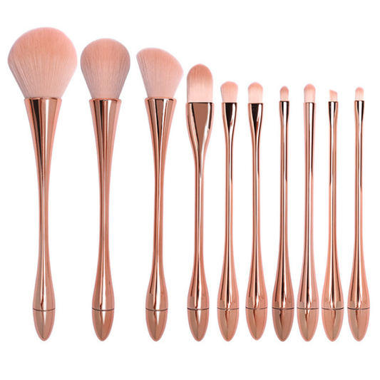 Label Makeup Brush Set with Brush Bag مجموعة فرش مكياج فاخرة باللون الذهبي