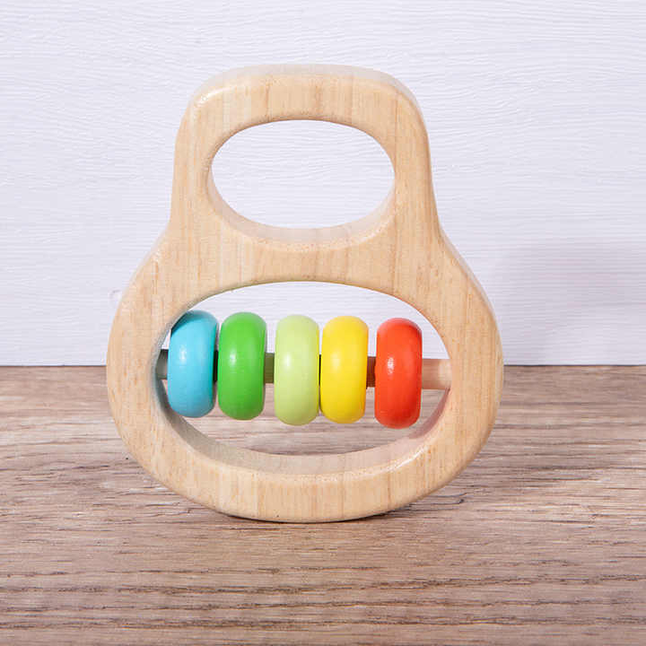 1pc Baby Wooden Rattle Beech Animal Hand Teething. 