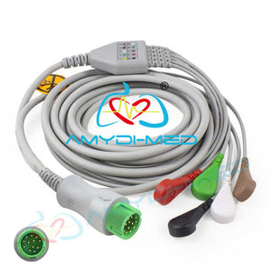 Medical ECG Cables Compatible with Mindray 5-Lead Clip 12-Pin ECG Cable 